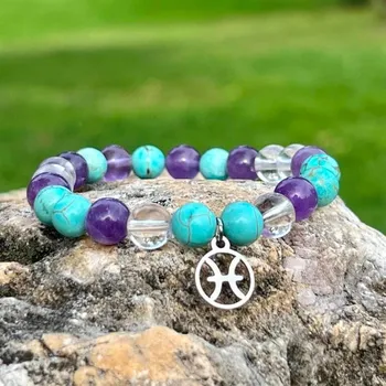 Náramek Živé kameny Minerální náramek RYBY 17 cm