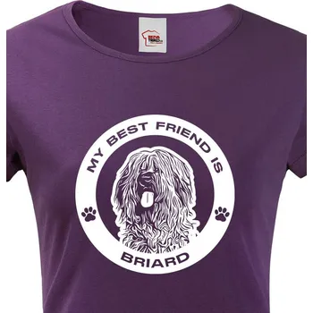 Dámské tričko Briard kulatý motiv, Barva Fialová 1349