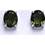 Stříbrné náušnice s přírodním vltavínem 10x8 mm, NŠ 1242