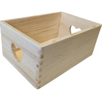Úložný box Dřevěný univerzální box SRDCE, 30 x 20 x 13 cm