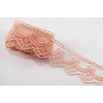 Vyšívaná krajka - pudrová - šířka 4,5 cm