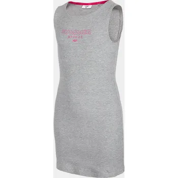 Dívčí šaty 4F HJL22-JSUDD003 COLD LIGHT GREY MELANGE Dětské šaty EU 122 HJL22-JSUDD003 LIGHT GREY MEL