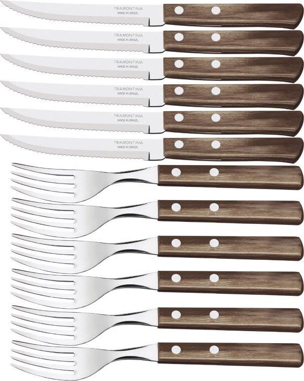 CHURRASCO příbor steakový 12 ks tmavé dřevo - Tramontina