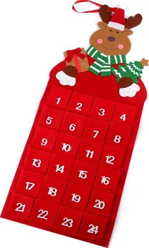 Vánoční dekorace Závěsný adventní kalendář sob červený 28 x 70 cm