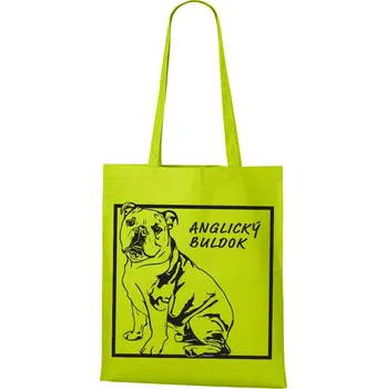 Plátěná taška Anglický buldok, Barva Limetková, Velikost 40×45 cm, Canvas Nákupní taška Bezvatriko.cz 1150