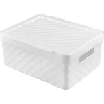 Košík s víkem 36x27x14 cm bílý plast