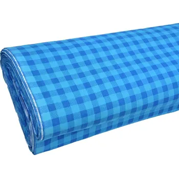 Mirtex Plátno HABINA 125/208925-2-1 Kostky modro-modré 1cm šíře 142cm Ceník: METRÁŽ: od 1 metrů