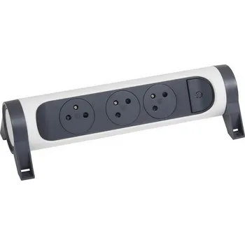 vypínač PRODLUŽOVACÍ PŘÍVOD 3X2P+T, VYP/ZAP, BEZ KABELU, BÍLÁ/TMAVĚ ŠEDÁ LEGRAND 049464