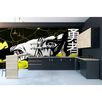 Tapeta Malvis ® Tapeta Oči s čínským nápisem Vel. (šířka x výška): 216 x 140 cm