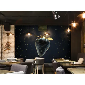 Tapeta Malvis ® Tapeta Černo-zlatá jahoda Vel. (šířka x výška): 144 x 105 cm