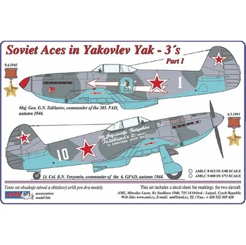Plastikový model AML 1/72 Decals for Yak-3 Soviet Aces Part I.