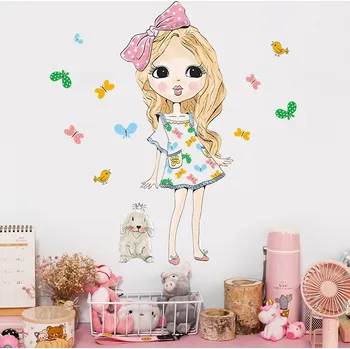 Samolepící dekorace Samolepka na zeď "Dívka se zajíčkem" 62x75cm