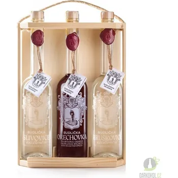 Dárková krabička Sudlička Dřevěná kazeta na láhve 3x0,5l