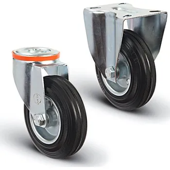 Pojezdové kolečko Průmyslové kolečko pevné, bez brzdy, ø80, ocelový disk, jehlové ložisko, černá pryž