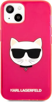 Pouzdro na mobilní telefon Karl Lagerfeld Choupette Head pro Apple iPhone 13 mini Fluo Pink
