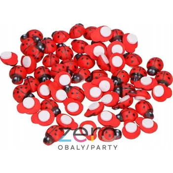 Party dekorace Beruška dřevěná samolepicí (48 ks) - červená