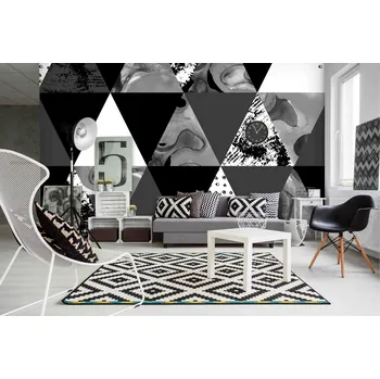 Tapeta Malvis ® Tapeta Černobílé abstraktní trojúhelníky Vel. (šířka x výška): 144 x 105 cm