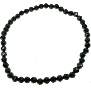 Náramek Turmalín černý – elegantní fasetovaný náramek z minerálů 4 mm (možno i jako pánský)