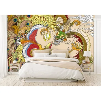 Malvis ® Tapeta čínský drak a Fénix Vel. (šířka x výška): 216 x 140 cm
