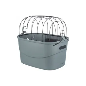 přepravka pro zvíře Plastová přepravka s drátěným víkem na kolo (řidítka)