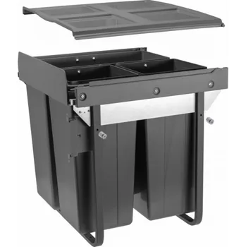 Odpadkový koš GTV Vestavný odpadkový koš GATOR vysoký, šířka 600 mm montáž na dvířka s předním uchycením Členění odpadkového koše: 1x34l + 2x17l