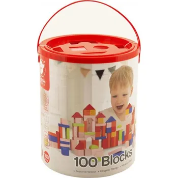 ostatní stavebnice Teddies Dřevěné kostky + vkládačka 100 ks