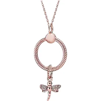 Náhrdelník B-TOP Dámský módní náhrdelník s korálkem VÁŽKA - zlatá růžová