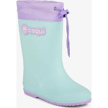 Dívčí holínky COQUI dětské holínky RAINY COLLAR FUR Lt. mint/Lt. lila 30