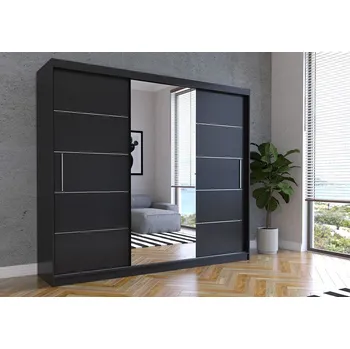 Dětská skříň Šatní skříň ALBA se zrcadlem - černá