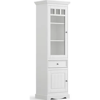 Knihovna Úzká vitrína BELLUNO Elegante (levá) z masivu bílá
