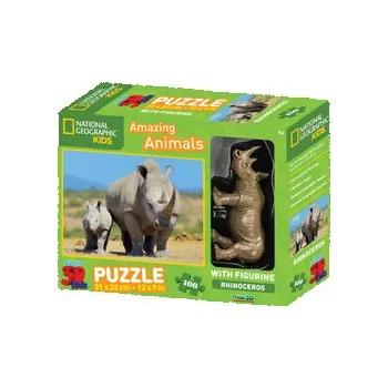 Puzzle 3D Puzzle Nosorožec 100 dílků figurka
