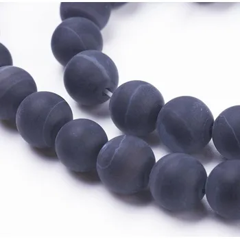 Dětské navlékací korálky Achát černý s proužky matný 6 mm (návlek 61 - 63 korálků)