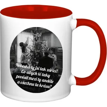 Hrnek malý barevný s potiskem Spalující Vánoce