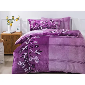 Povlečení XPOSE Adina Exclusive mikroplyšové fialové 140 x 200, 70 x 90 cm zipový uzávěr