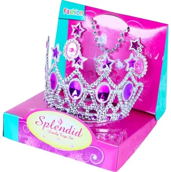 Karnevalový doplněk Korunka princezna s náušnicemi a náhrdelníkem růžová