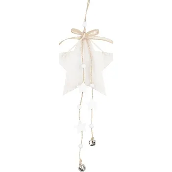 Vánoční dekorace Hvězda dřevěná na zavěšení 11 x 25 cm, bílá