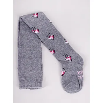 YO Punčocháče RAB0003G šedé s diamanty velikost oblečení - děti: 116/122