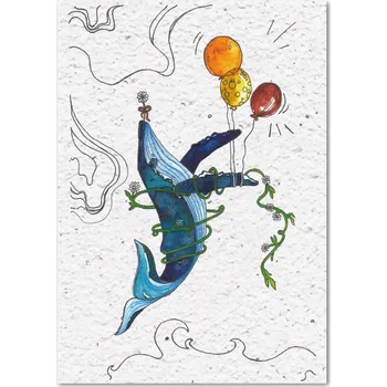 GREEN CAT Rostoucí přání Velryba k Narození Miminka