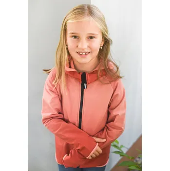 Dívčí oblečení korálová bavlněná mikina na zip s kapucí
