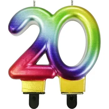 Dortová svíčka Svíčka Barevná Duhová Číslice 20. Narozeniny
