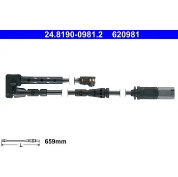 Brzdová destička Výstražný kontakt, opotřebení obložení ATE 24.8190-0981.2