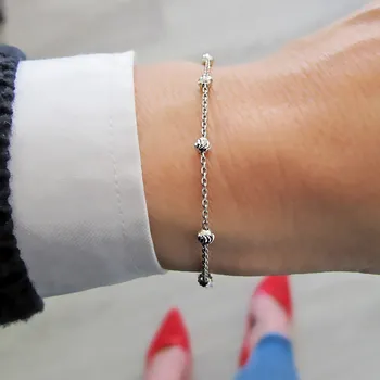 Náramek Stříbrný náramek s kuličkami Rhodium 1,85g 19cm Stříbro 925/1000