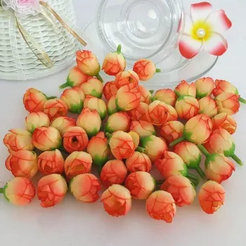 umělá květina Růže - poupátko 2 cm, oranžová, textilní dekorace, květina