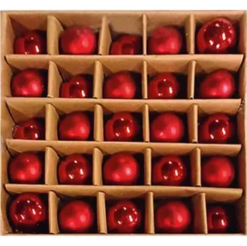 Vánoce Sada skleněných baněk 2 cm, 25 ks, červené