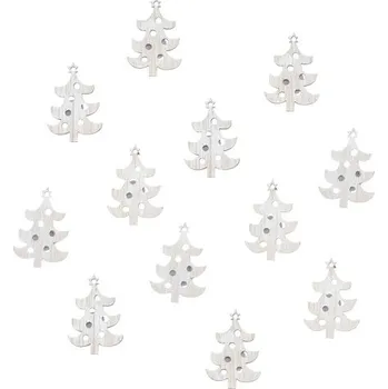 Vánoce Stromeček dřevěný s lepíkem 3,5 cm, 12 ks, přírodní