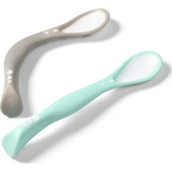 Baby Ono 1066 tvarovací lžičky 2 ks - tyrkysová a šedá (plastické ohebné krmící lžičky )