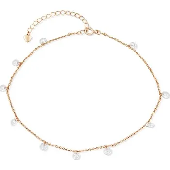 Náramek Dámský stříbrný pozlacený náramek na nohu se zirkony STNA0556F 23 až 28 cm