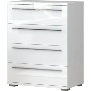 Komoda Komoda se zásuvkami bílý lesk PIANO F4