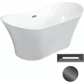 Besco Akrylátová volně stojící vana Amber 170x80 Barva: Bílá, Rozměry (cm): 170x80, Typ a barva výpustě: Click-Clack s přepadem, grafit