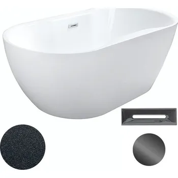 Besco Akrylátová volně stojící vana Navia Glam G 140x75 (150x80, 160x80) Barva: Bílá/grafit, Rozměry (cm): 140x75, Typ a barva výpustě: Click-Clack s přepadem, grafit